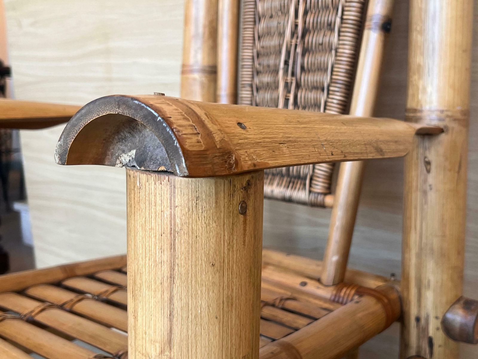 photo vintage Budji Layug Style Majestic Jumbo Bamboo Pagoda Lounge Chairs