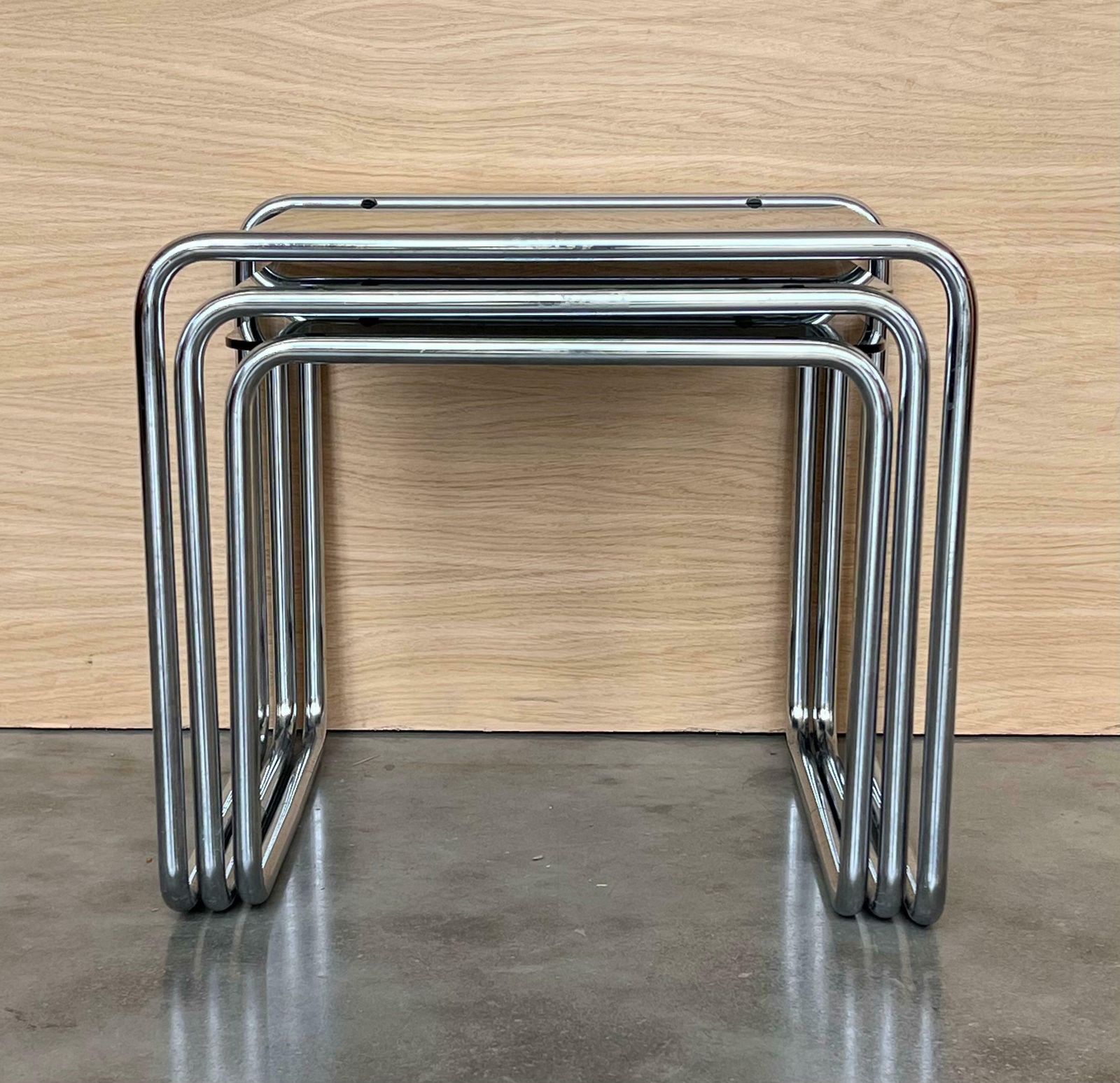 Cantilevered Chrome & Glass Nesting Tables With Fume Glasses photo furniture