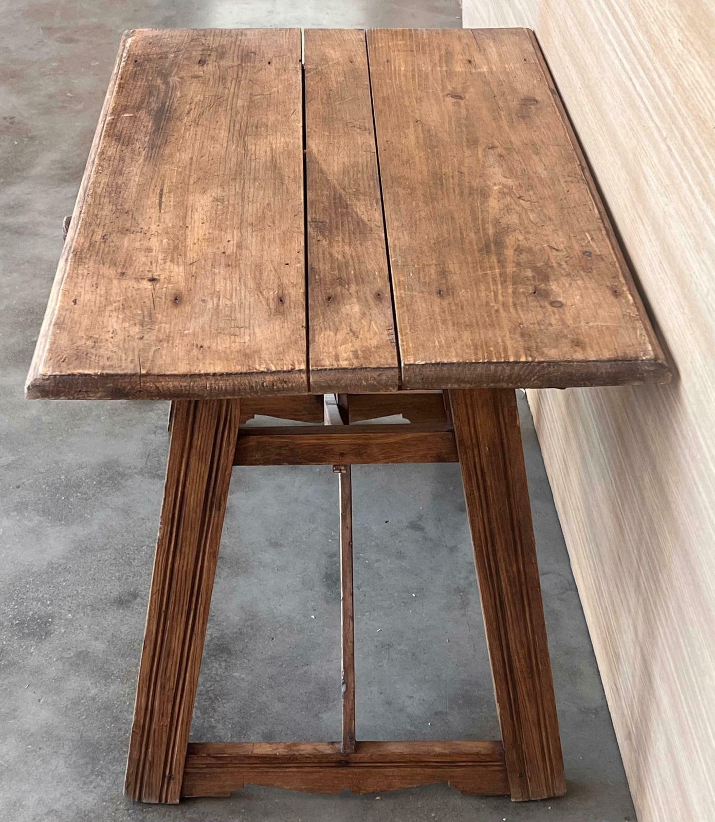 Early 20th Century French Oak Worktable Table With One Drawer, 1920s photo vintage