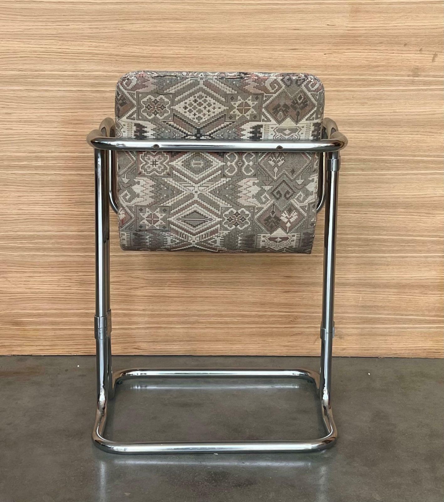 Set Of 10 Mid Century Chrome Chairs With Double Tubular photo vintage