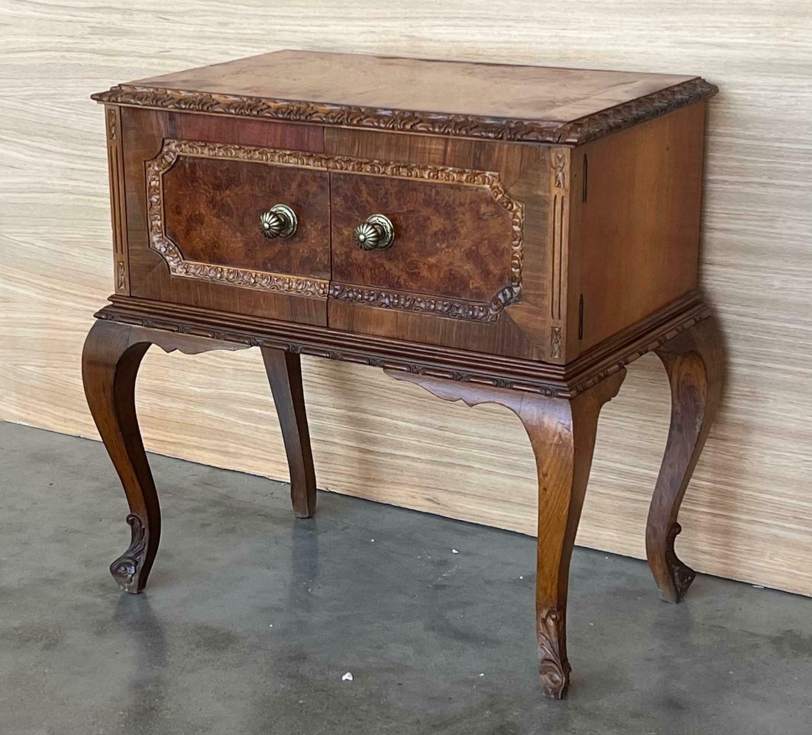 Art Deco French Nightstands With Doors And Marble Top, 1930s, Set Of 2 photo 2139.0