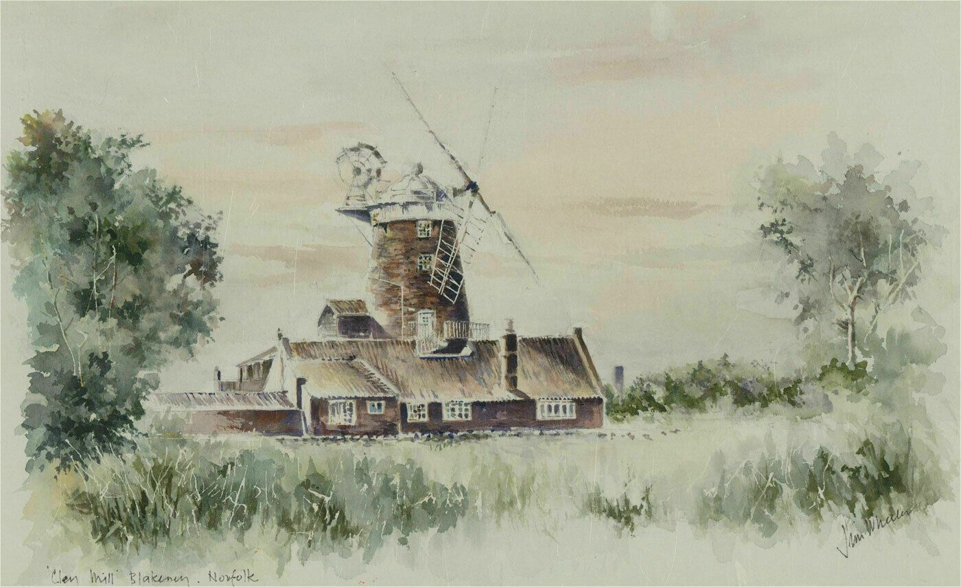 Jim Wheeler   Contemporary Watercolour, Cley Mill, Blakeney photo furniture