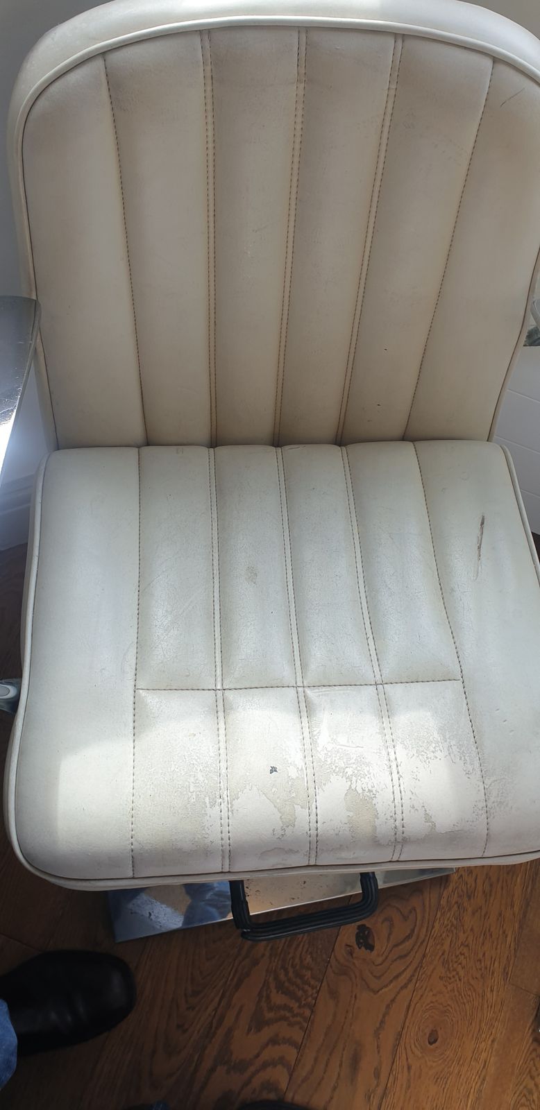 Pair Vintage White Hairdressers Bar Chairs photo Furniture