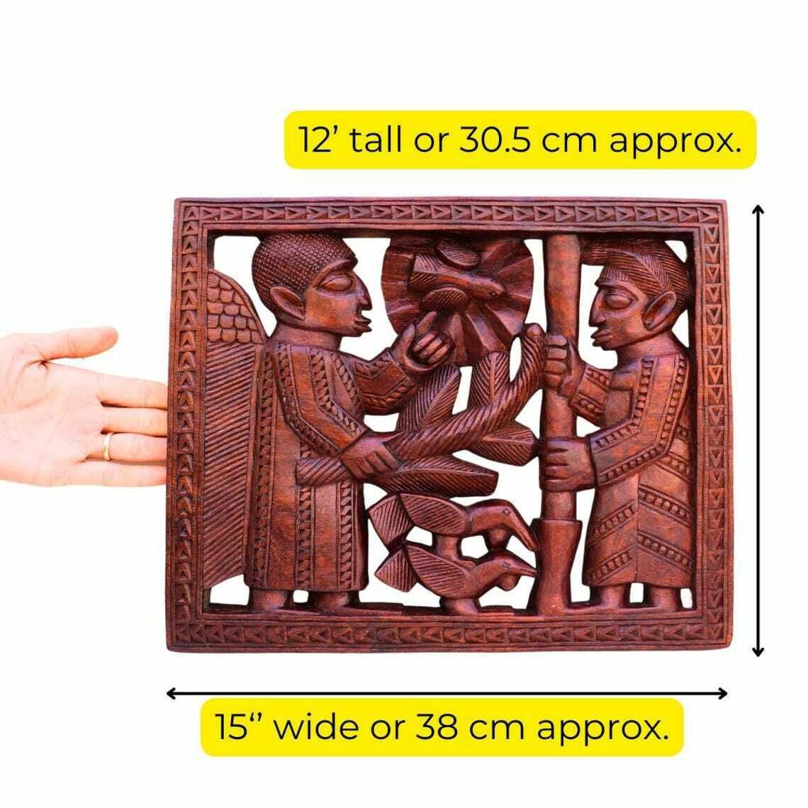 Mid Century African Yoruba Tribe Hand Carved Wood African Panel Signed Odekunle Oyo, Nigerian Yoruba Tribal Wall Art photo Art