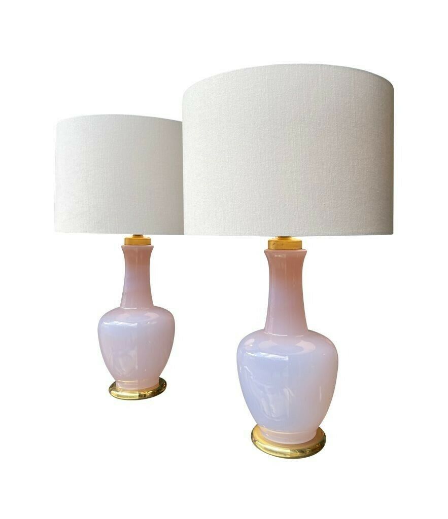 photo buy A Pair Of Lavender Opaline Murano Glass Lamps By Cenedese