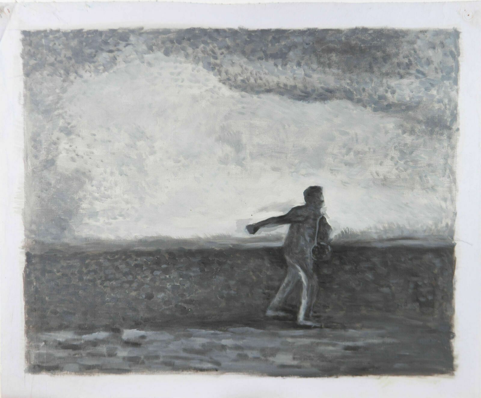 Pair Of Contemporary Oils   Landscape Studies In Black And White