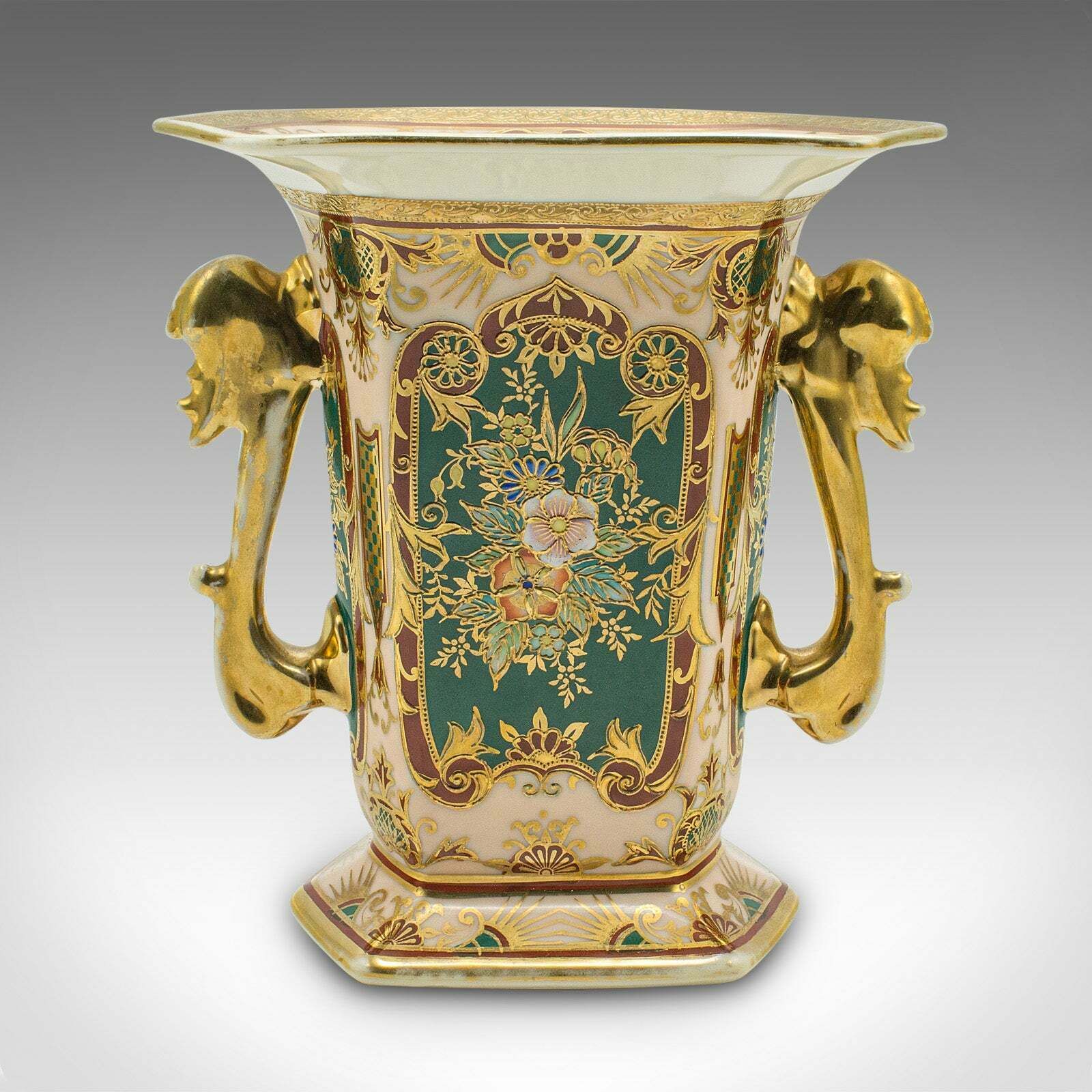Antique Display Vase, Japanese, Ornate Ceramic, Flower Sleeve, Noritake, C.1920 photo Home Decor