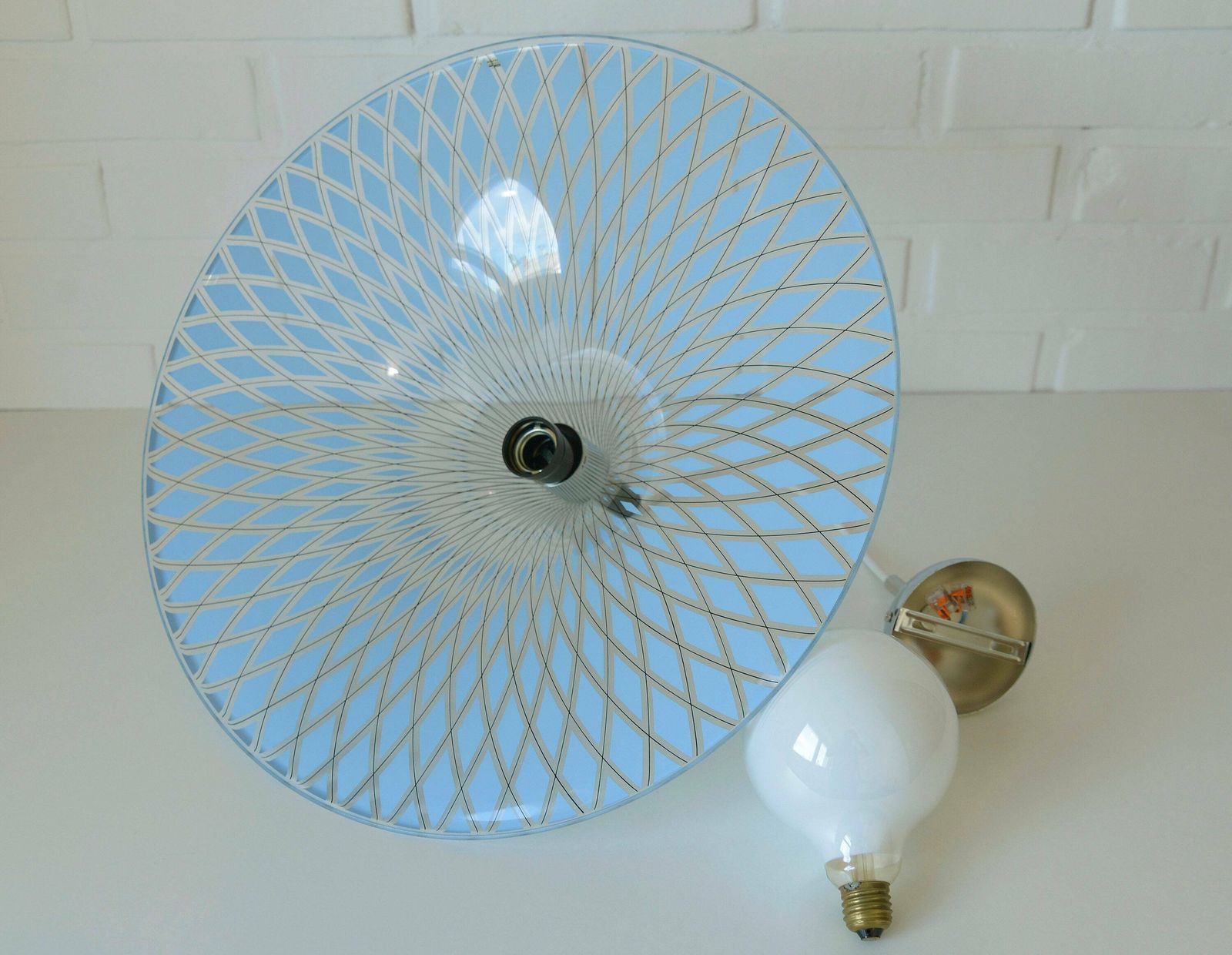 photo furniture Trumpet Pendant Lamp / Ceiling Light / Meblo Albatros / Blue Plastic Lighting / Vintage Hanging Lamp / 1970's / Mid Century Modern / Retro