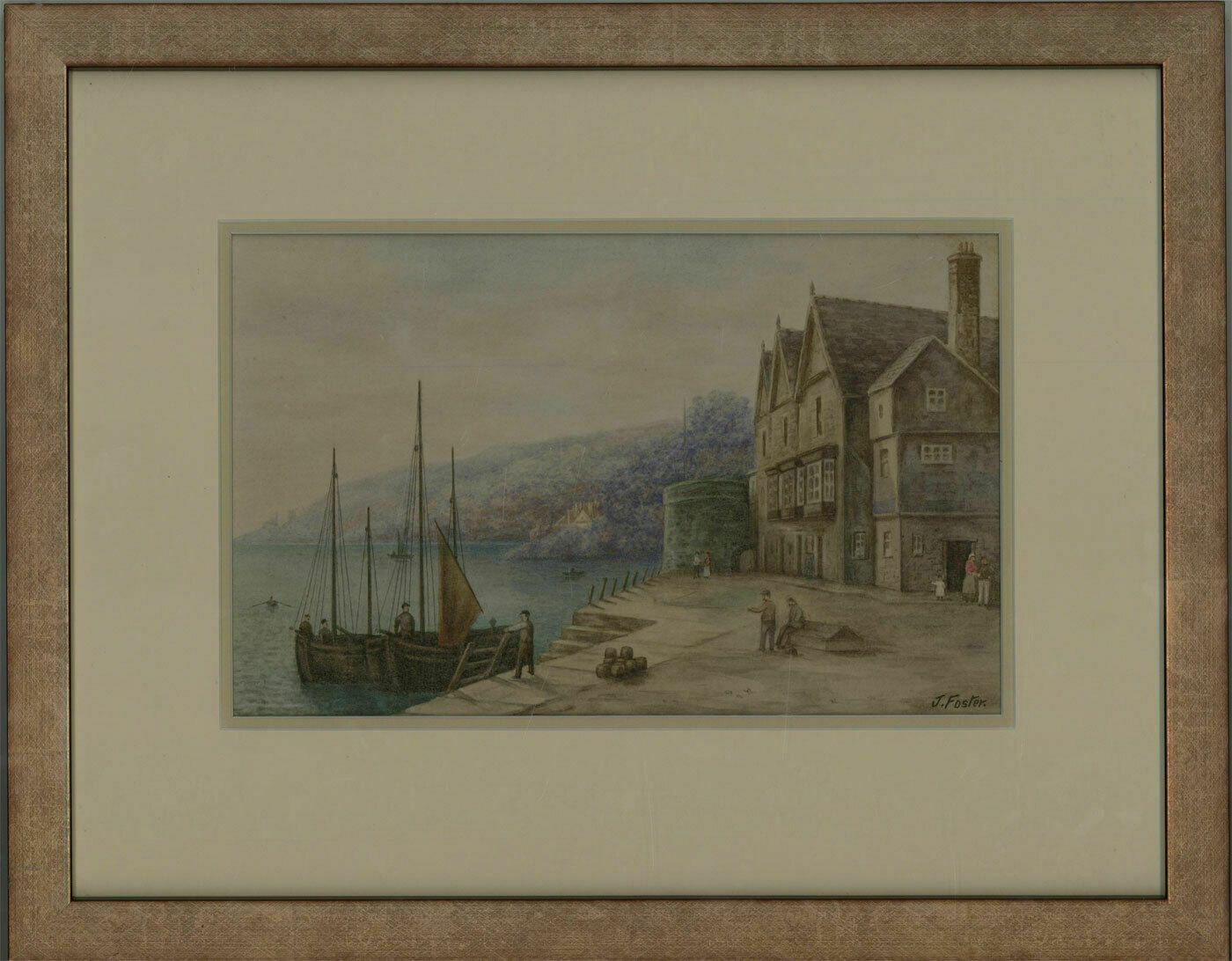 J. Foster   Early 20th Century Watercolour, Coastal Town