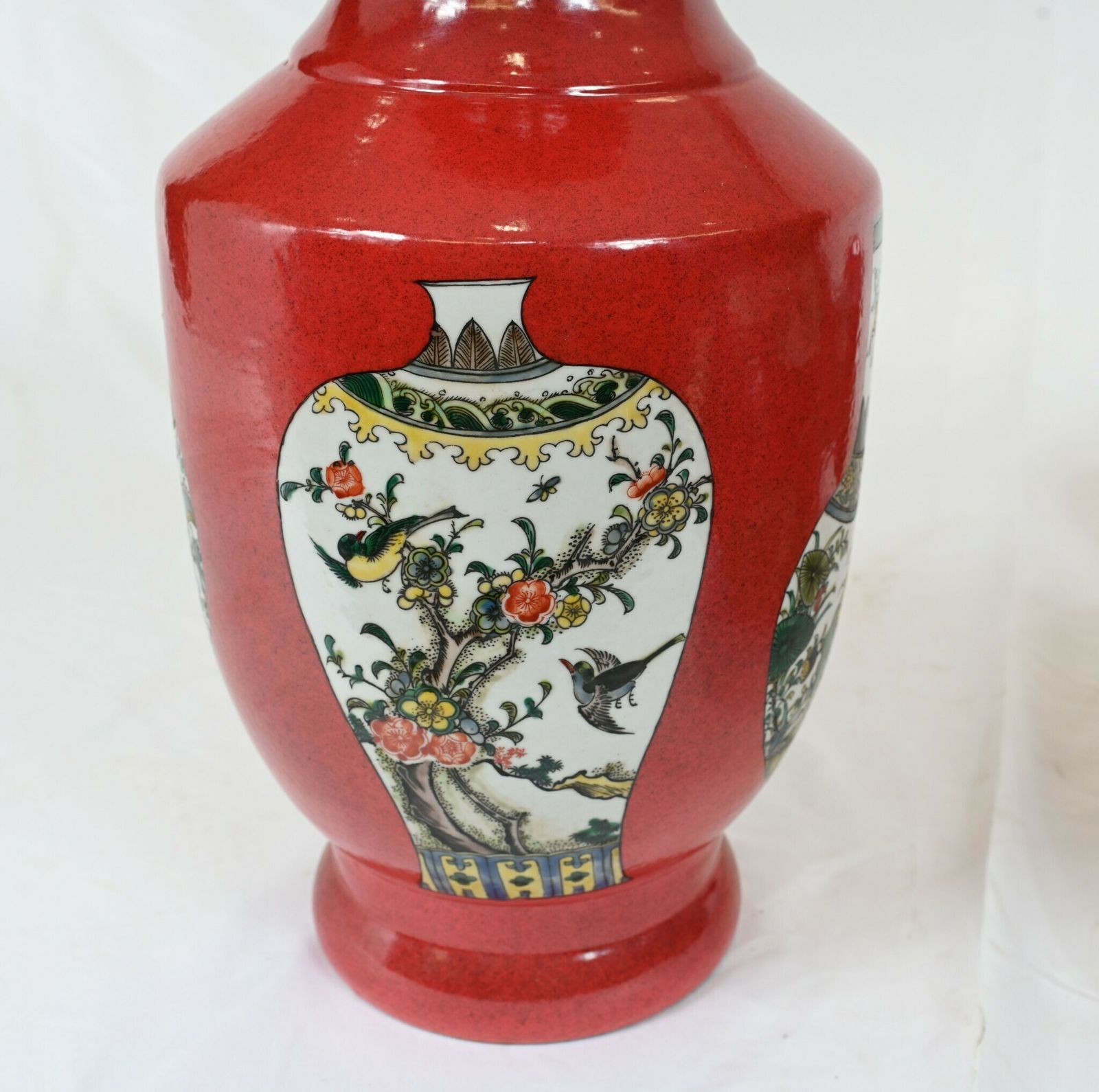 Pair Chinese Qing Porcelain Urns Vases Ceramic China photo vintage