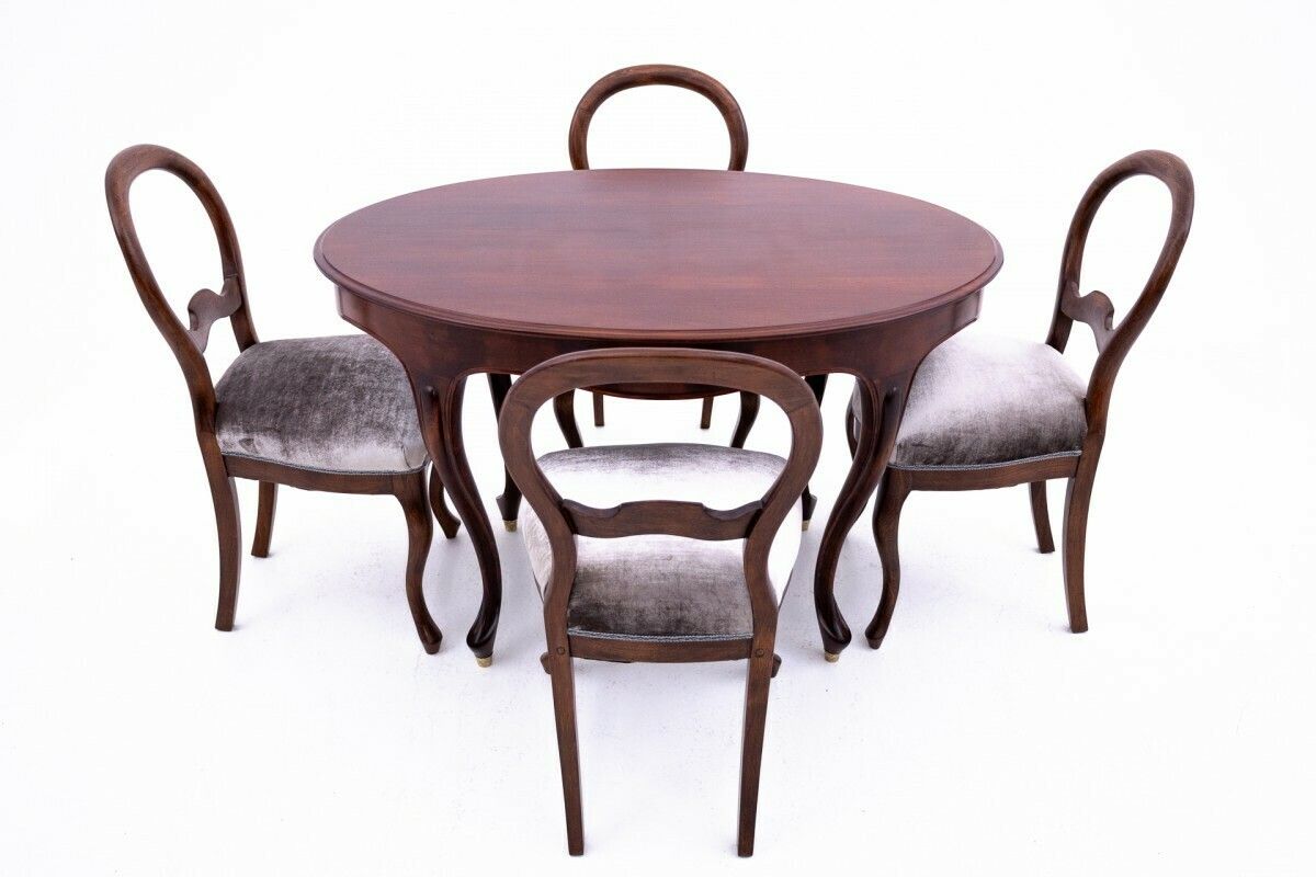 Antique Table With Chairs, Northern Europe, Around 1870. After Renovation.