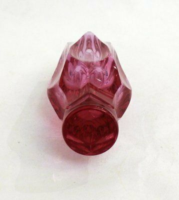 photo for sale Small Faceted Vase Cut In Purple Pink Glass, 1960s