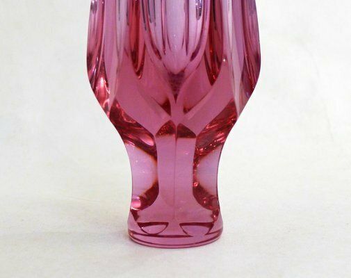 Home Decor Small Faceted Vase Cut In Purple Pink Glass, 1960s photo