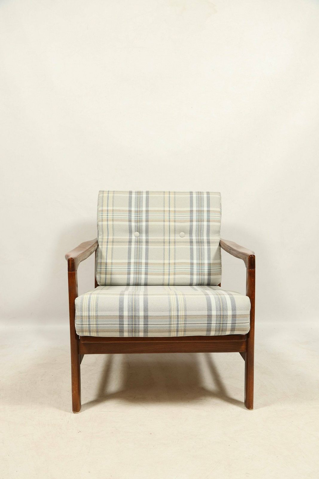 Vintage Armchair 70s English Tartan Project By Z. Bączyk, Poland photo for sale