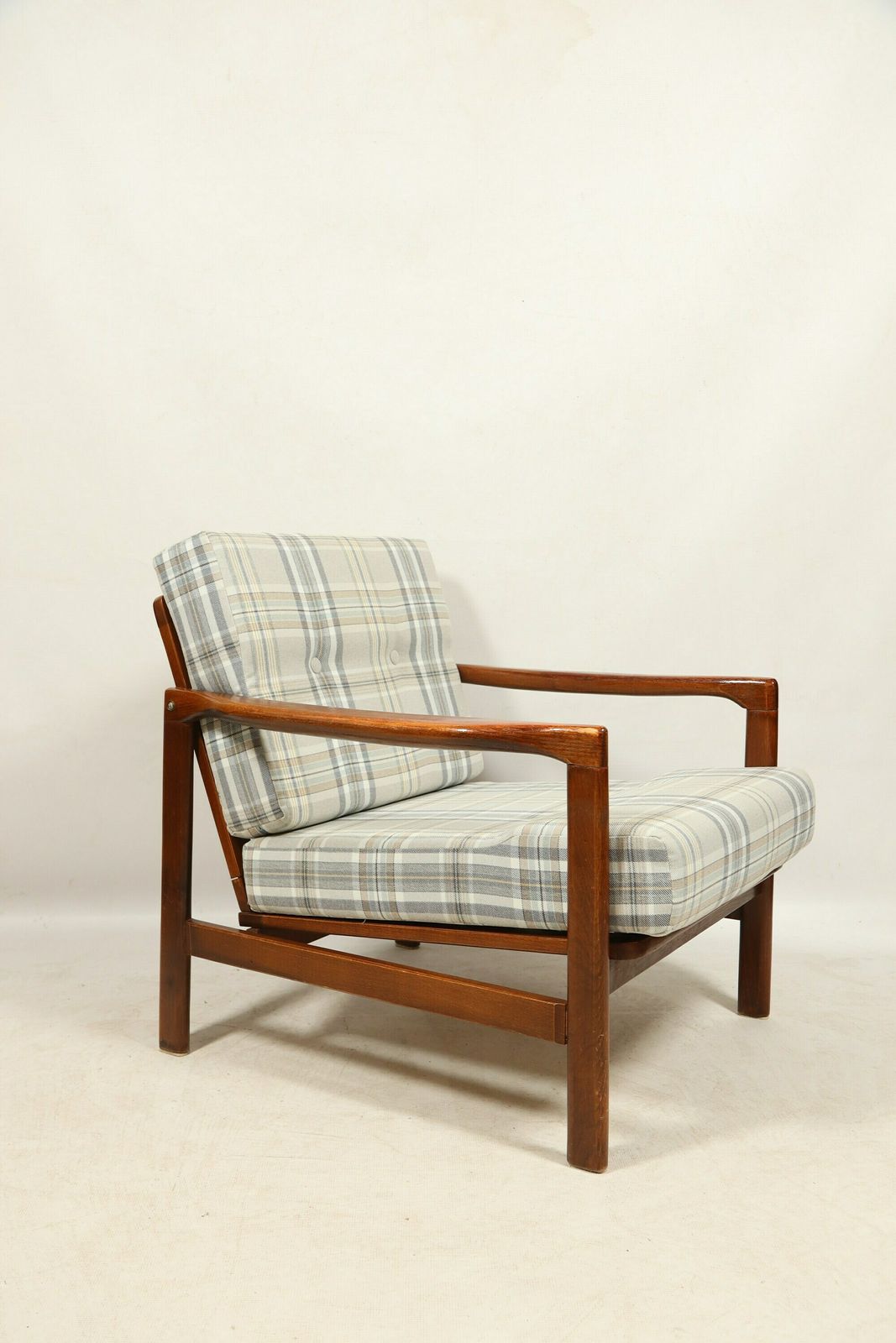 Vintage Armchair 70s English Tartan Project By Z. Bączyk, Poland photo Furniture