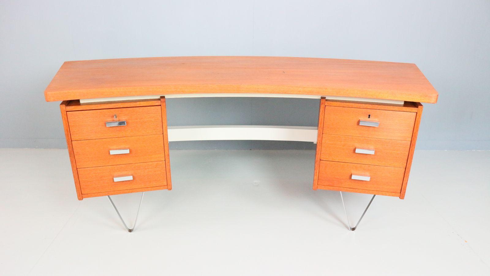 Cees Braakman Boomerang Desk With Triangle Legs For Pastoe, Dutch Design, 1950s photo for sale