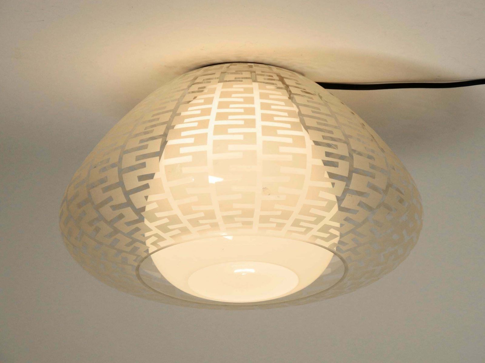 Mid Century Double Glass Ceiling Lamp By Wilhelm Wagenfeld For Peill & Putzler photo Lighting