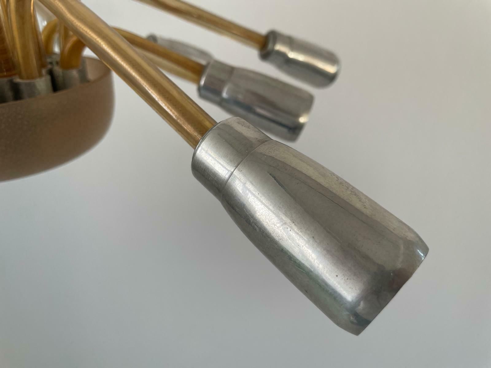 photo furniture Exceptional 10 Armed Art Deco Style Sputnik Chandelier In Glass And Metal, 40s/50s, Germany