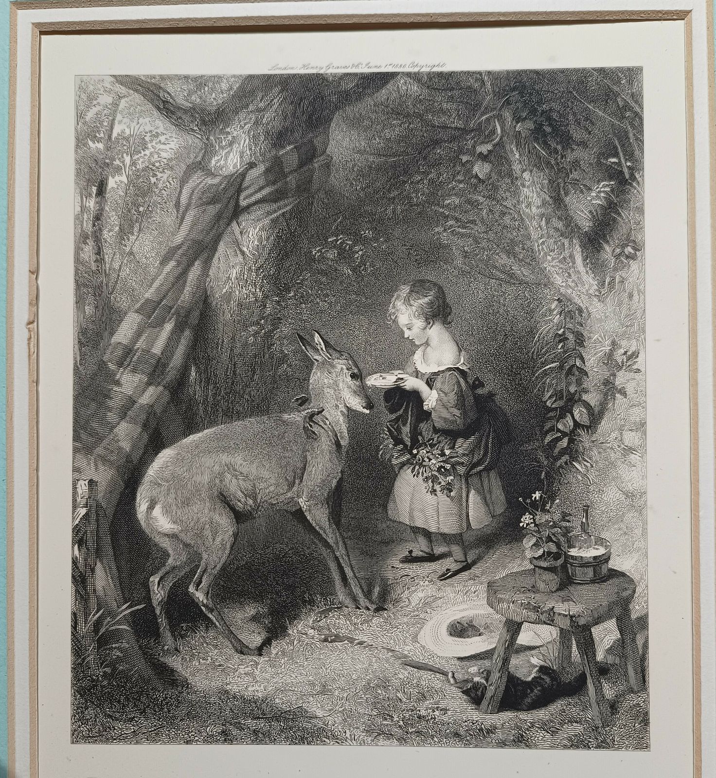 Antique Engraving The Pets After Sir Edwin Henry Landseer Published By Henry Graves Co. photo Art