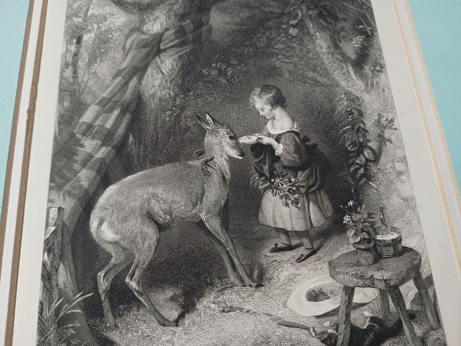 photo for sale Antique Engraving The Pets After Sir Edwin Henry Landseer Published By Henry Graves Co.