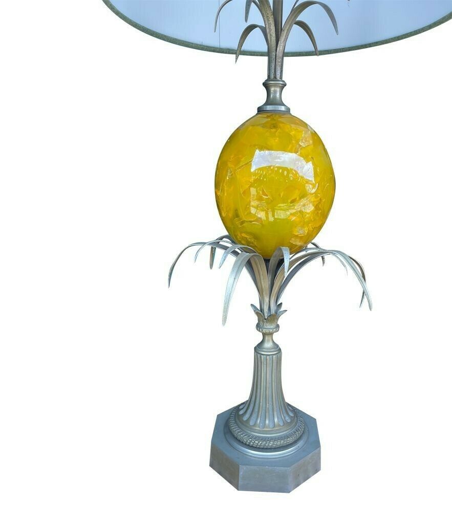 A Large 1960s Maison Charles Style Yellow Egg Lamp With New Bespoke Linen Shade photo 1375.0