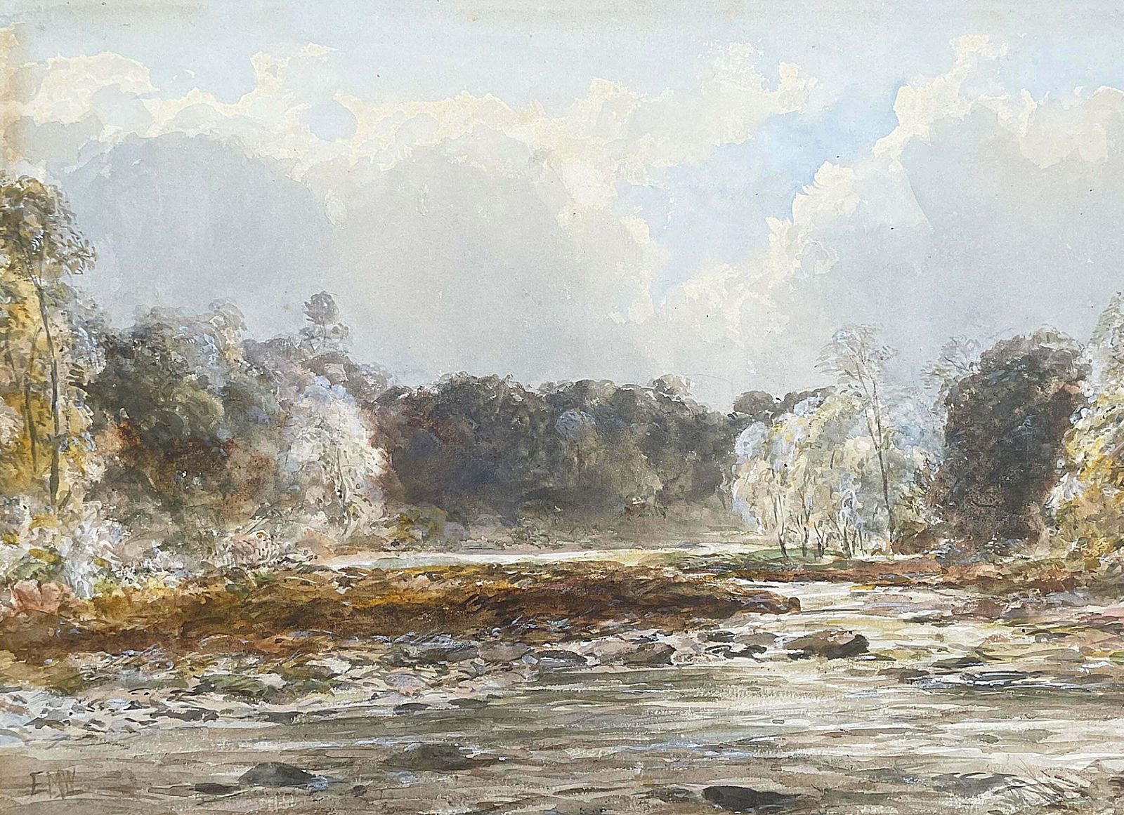 Fine C19th Victorian Watercolour   The River Stour   By Edmund Morison Wimperis 1896 photo furniture