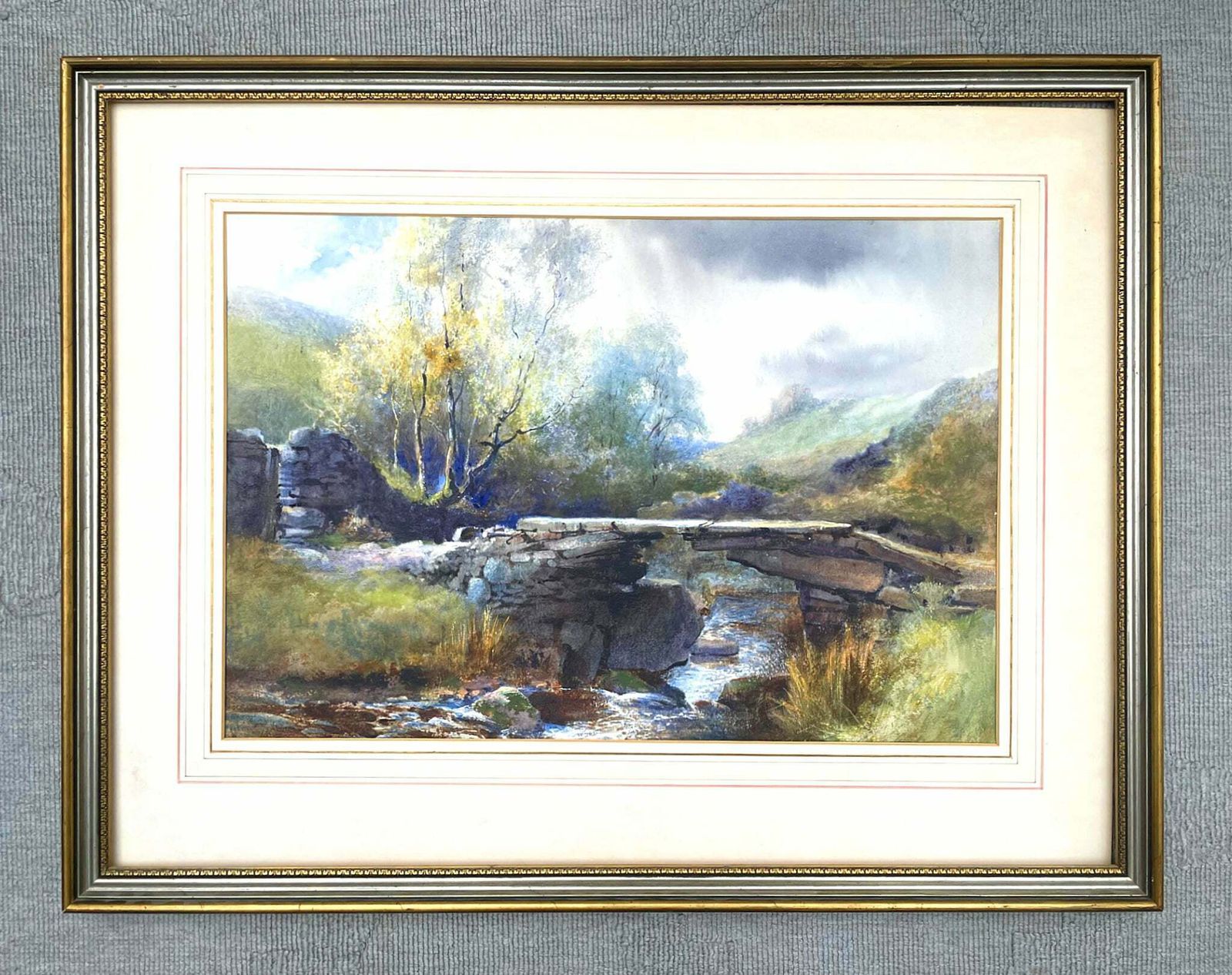 Superb Late C19th Victorian Watercolour Of Bronte Bridge Haworth By W J Boyes 1881