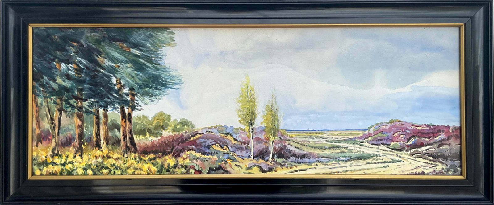 Superb Edwardian Scottish Colourist School Watercolour Coastal Landscape photo furniture