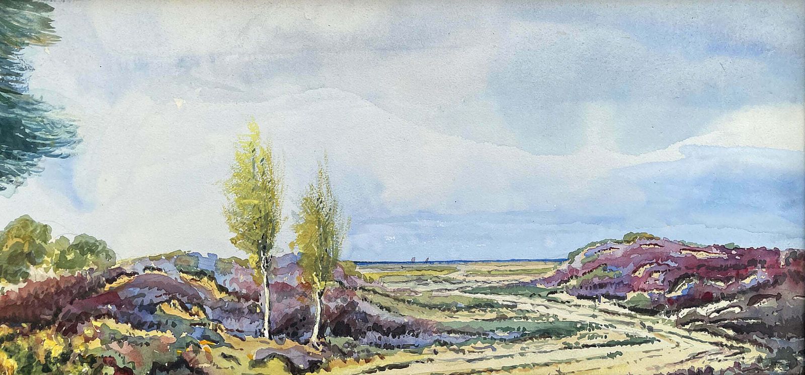 Superb Edwardian Scottish Colourist School Watercolour Coastal Landscape photo Art