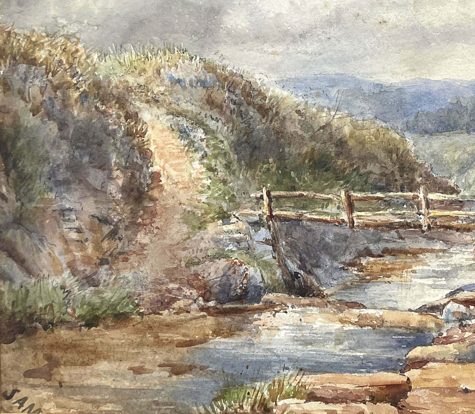 Mid C19th Victorian Watercolour   Rural Cottage By A Stream   Samuel Bough (1822 1878) photo vinterior