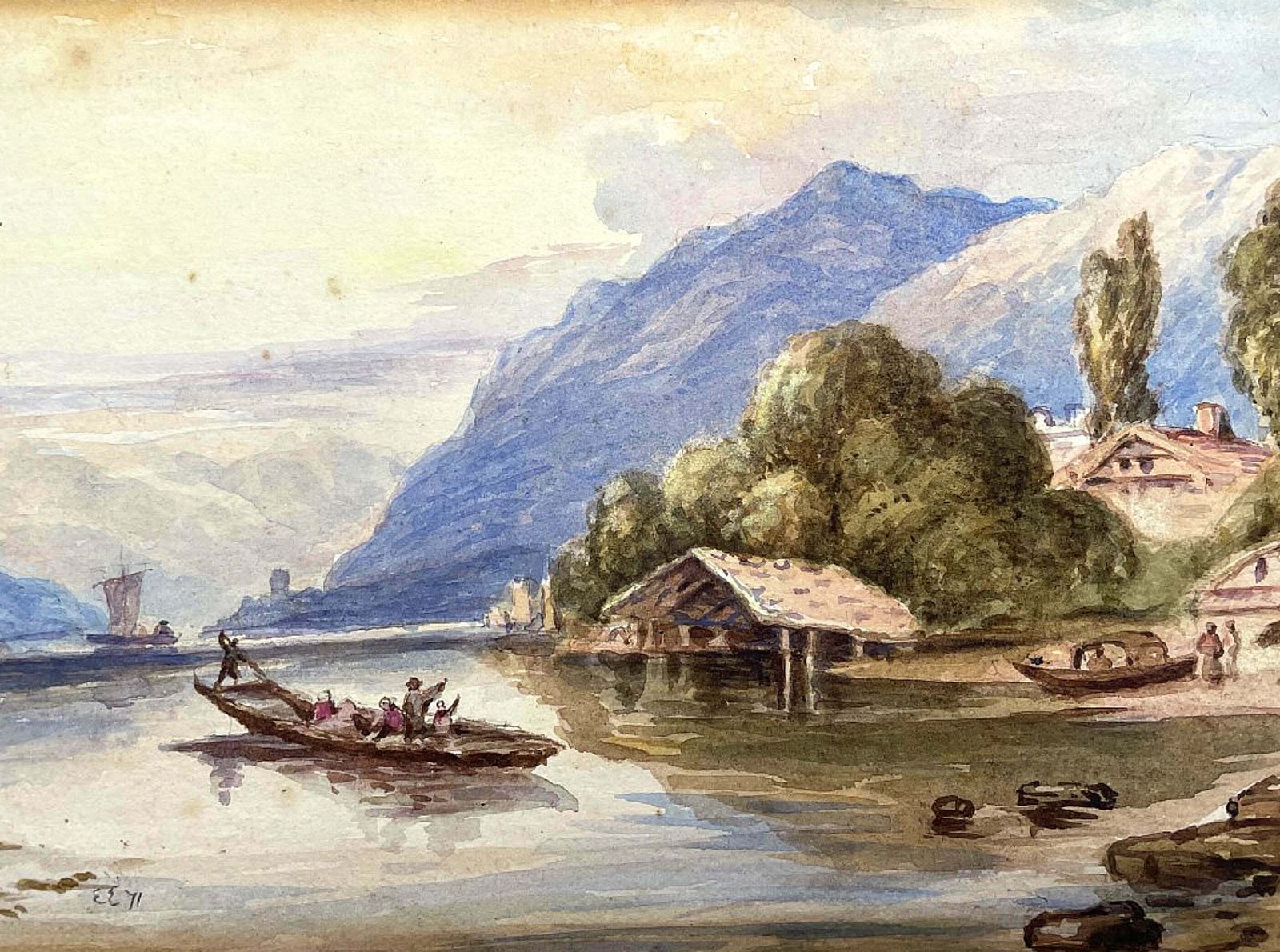 Fine Late C19th Victorian Watercolour   Continental Lake Scene By Edwin Earp (1851 1945) photo furniture