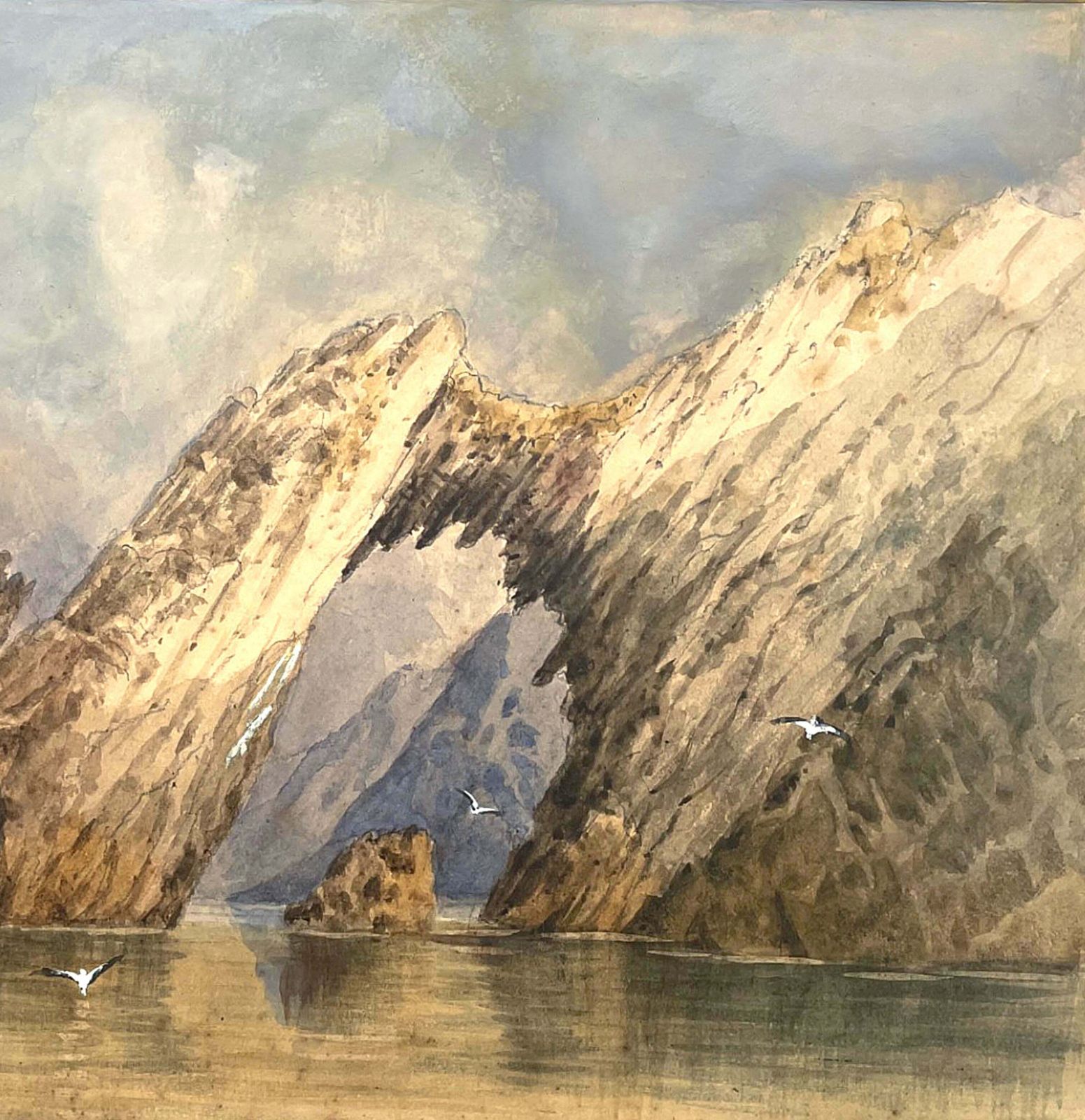 Superb C19th English School Watercolour Depicting A Cornish Coastal Scene photo 115.0