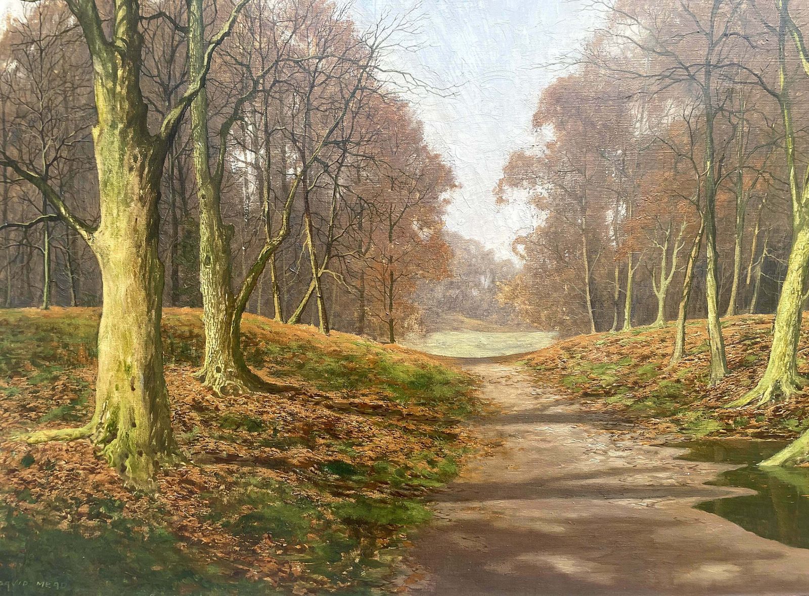 Superb Large Mid C20th Vintage Oil On Canvas   Woodland Landscape By David Mead (1906 1986) photo for sale