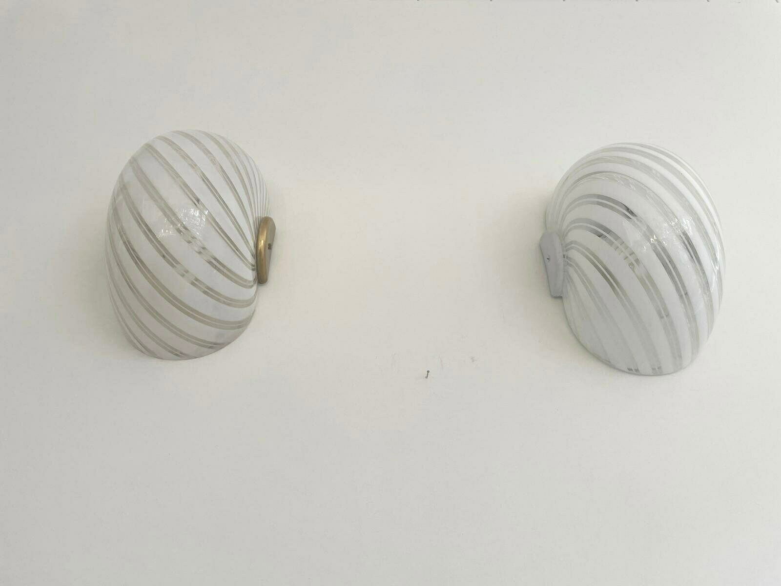 Swirl Pattern Murano Glass Pair Of Sconces By F.Fabbian, 1970s, Italy photo buy