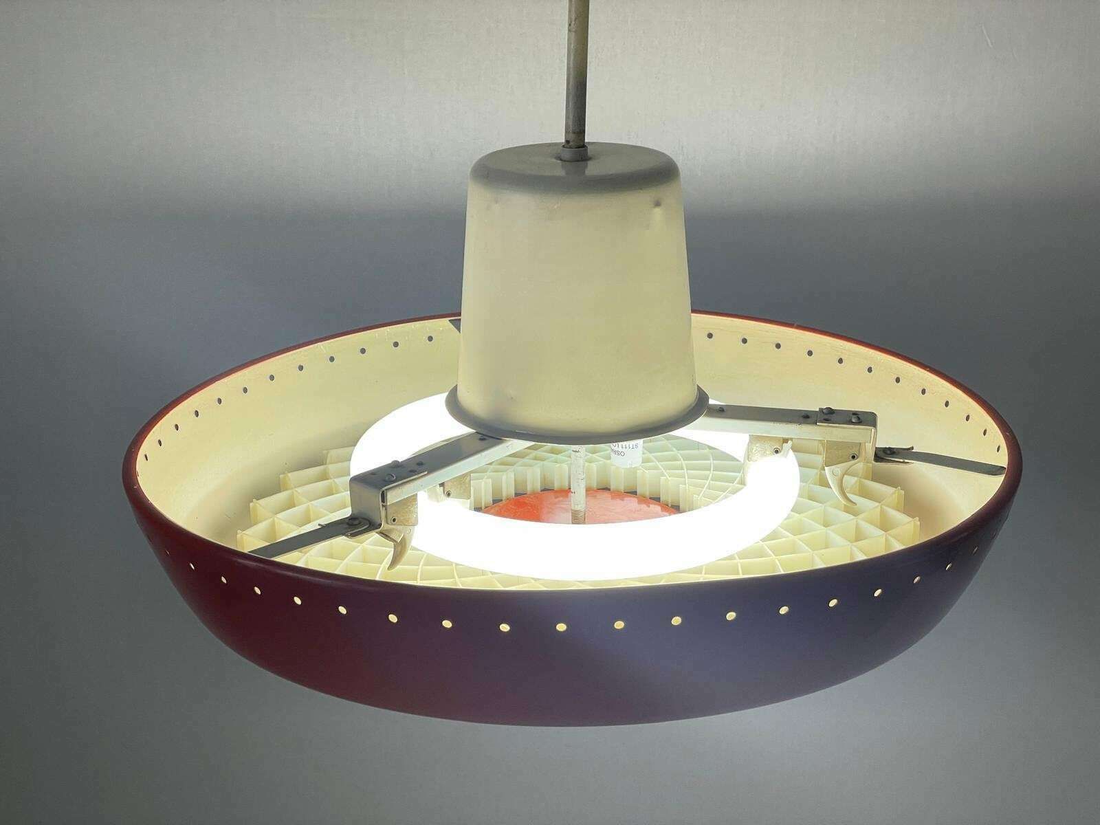 Art Deco Industrial Red Cinema Ceiling Lamp With Circle Fluorescent Tube, 1940s, Germany photo vinterior