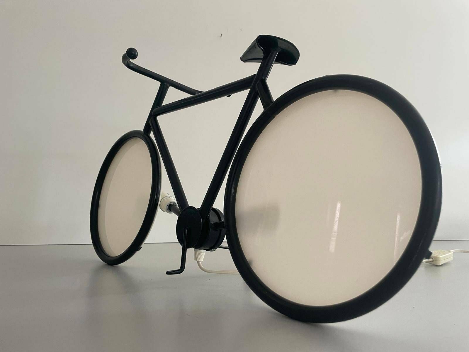 Lovely Black Metal Bicycle Table Or Wall Lamp By Zicoli Limbach, 1970s, Germany photo vinterior