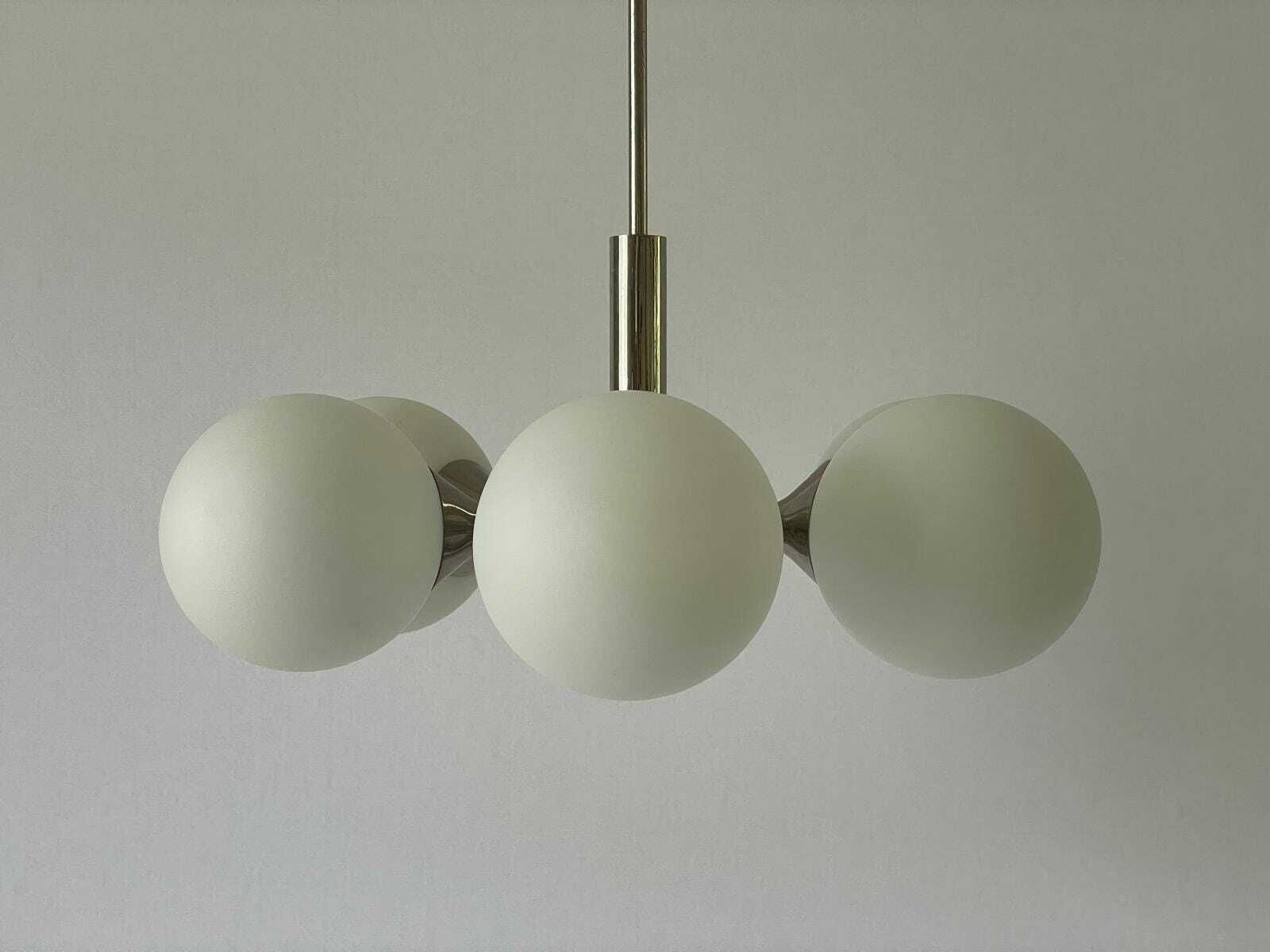 photo furniture Space Age Glass And Chrome 6 Armed Chandelier By Kaiser Leuchten, 1970s, Germany