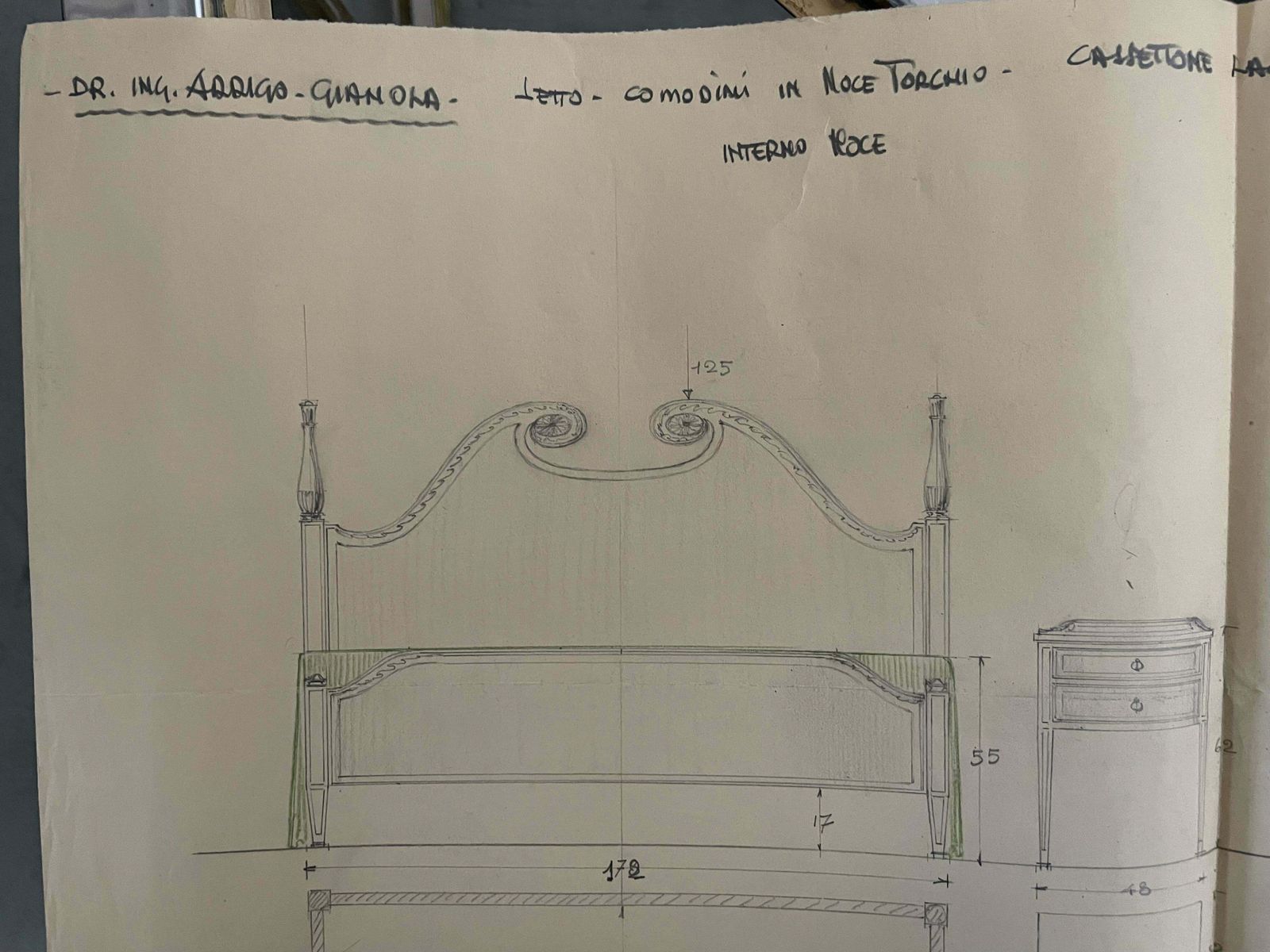 photo vinterior Paolo Buffa Attributed To Fine Double Bed Frame In Wood