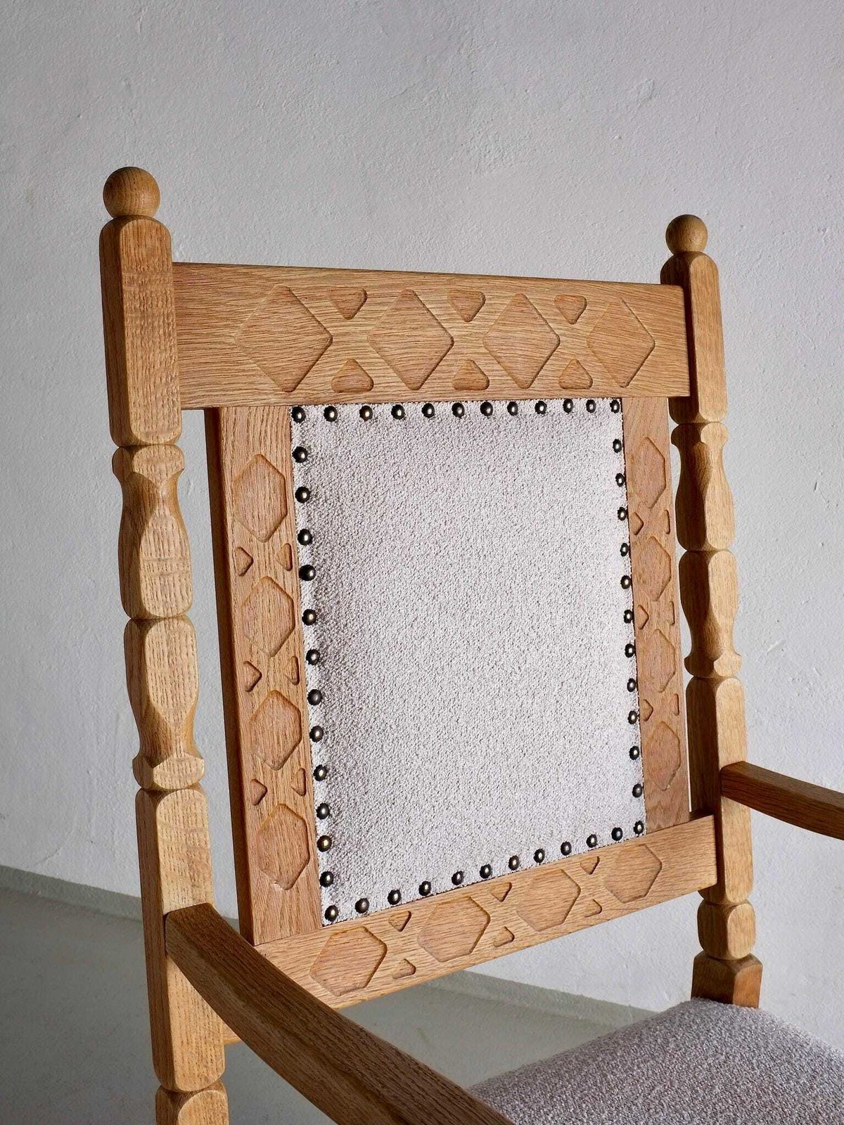 Carved Oak Armchair By Henning Kjaernulf | Denmark | 1960s photo furniture