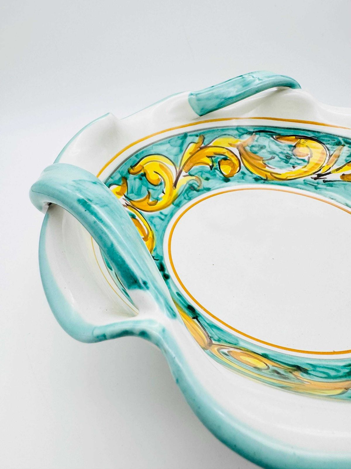 Italian Hand Painted Ceramic Bowl Set, Mediterranean Decor, Large Bowl With Plates photo 88.0