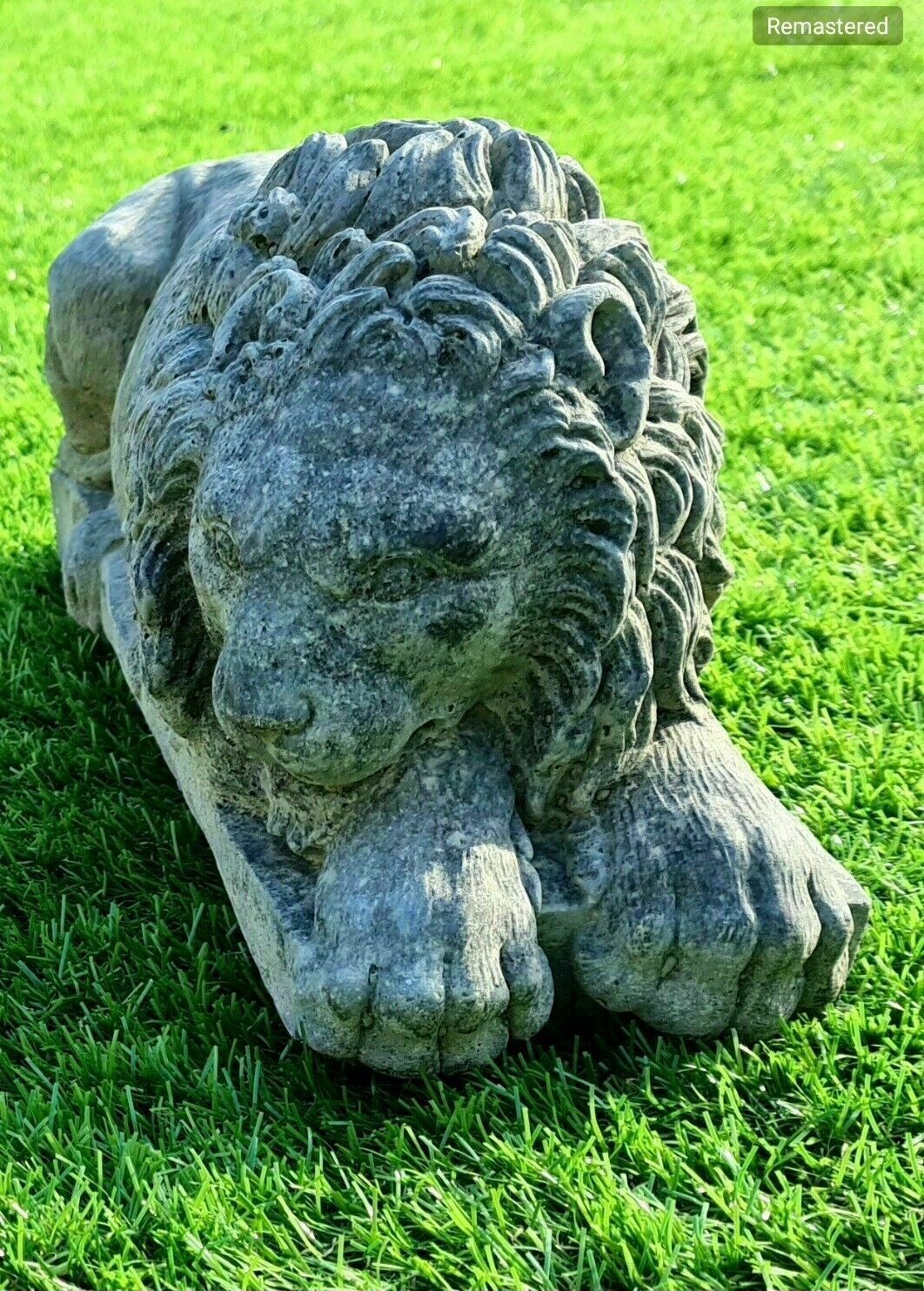 Vintage Pair Canova Lions English Stone Garden Ornament 0060.
