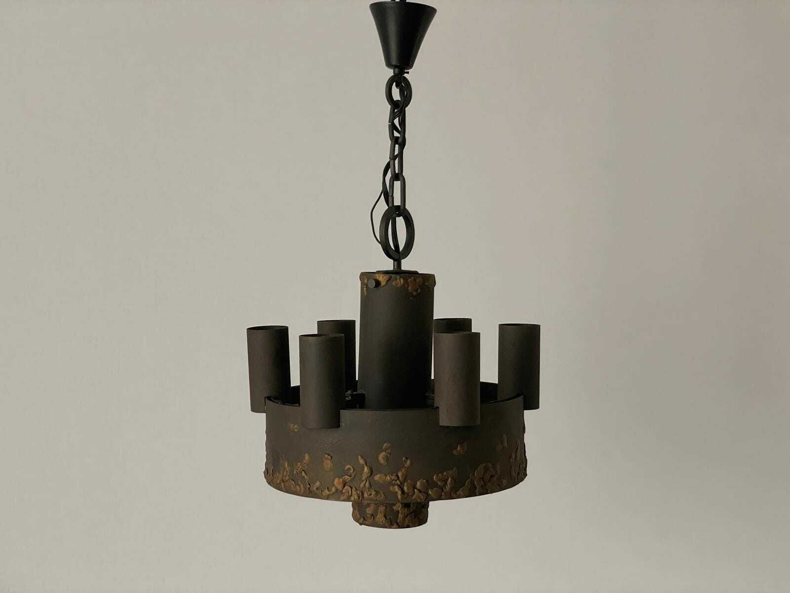 Cylindrical Brutalist Design Hanging Lamp With Chain Hanger, 1960s, Germany photo 3046.0