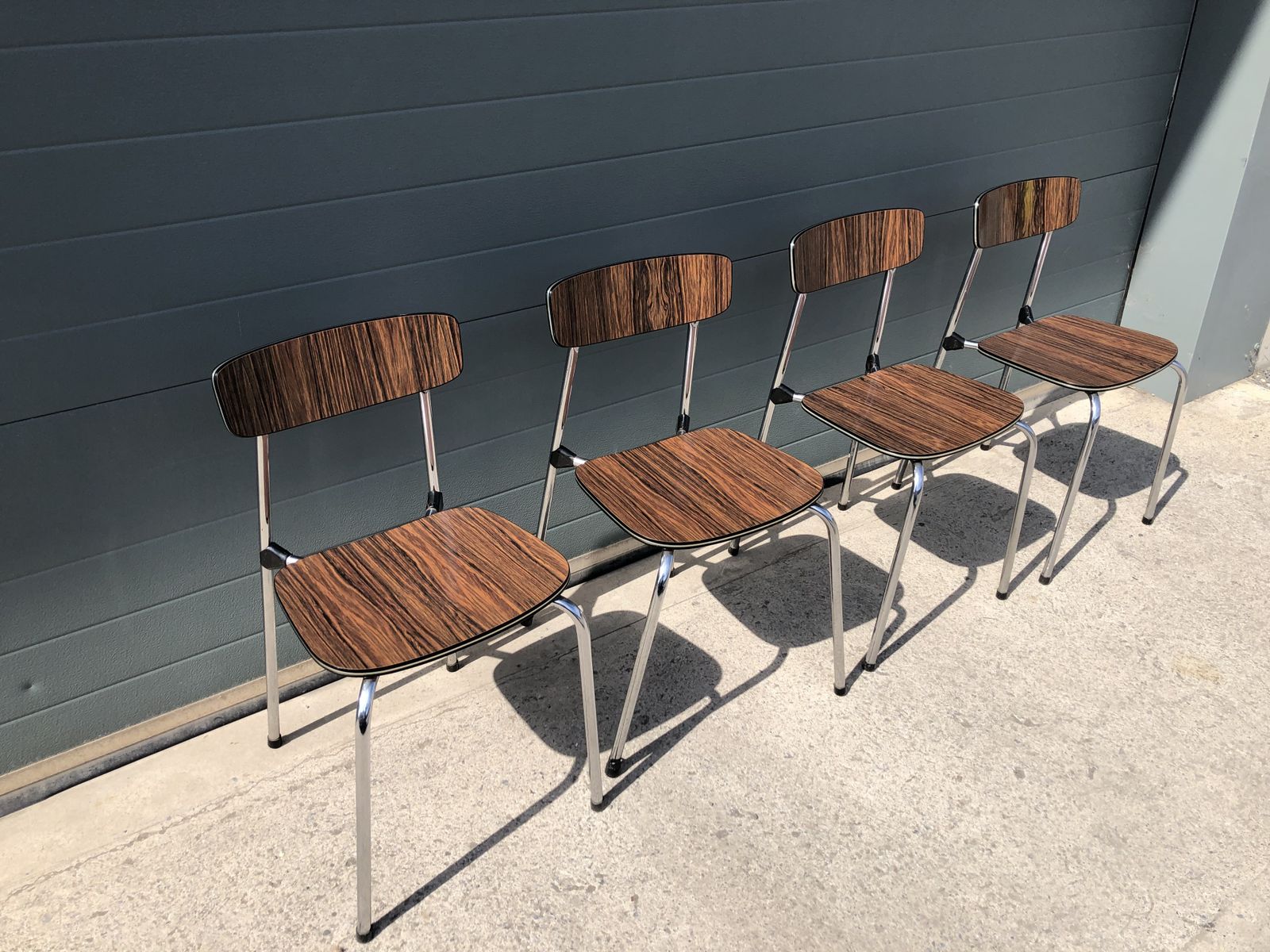 A Set Of Four Retro Formica Dining Chairs photo buy