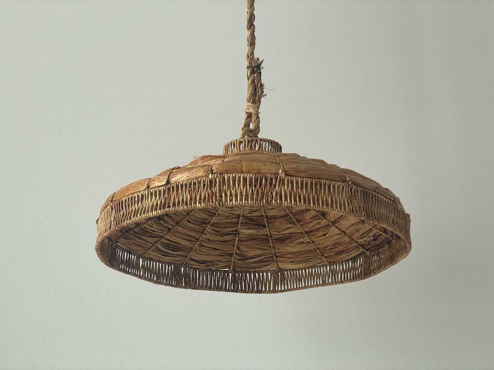 Beautiful Bamboo And Straw Xxl Pendant Lamp, 1960s, Germany photo 2720.0