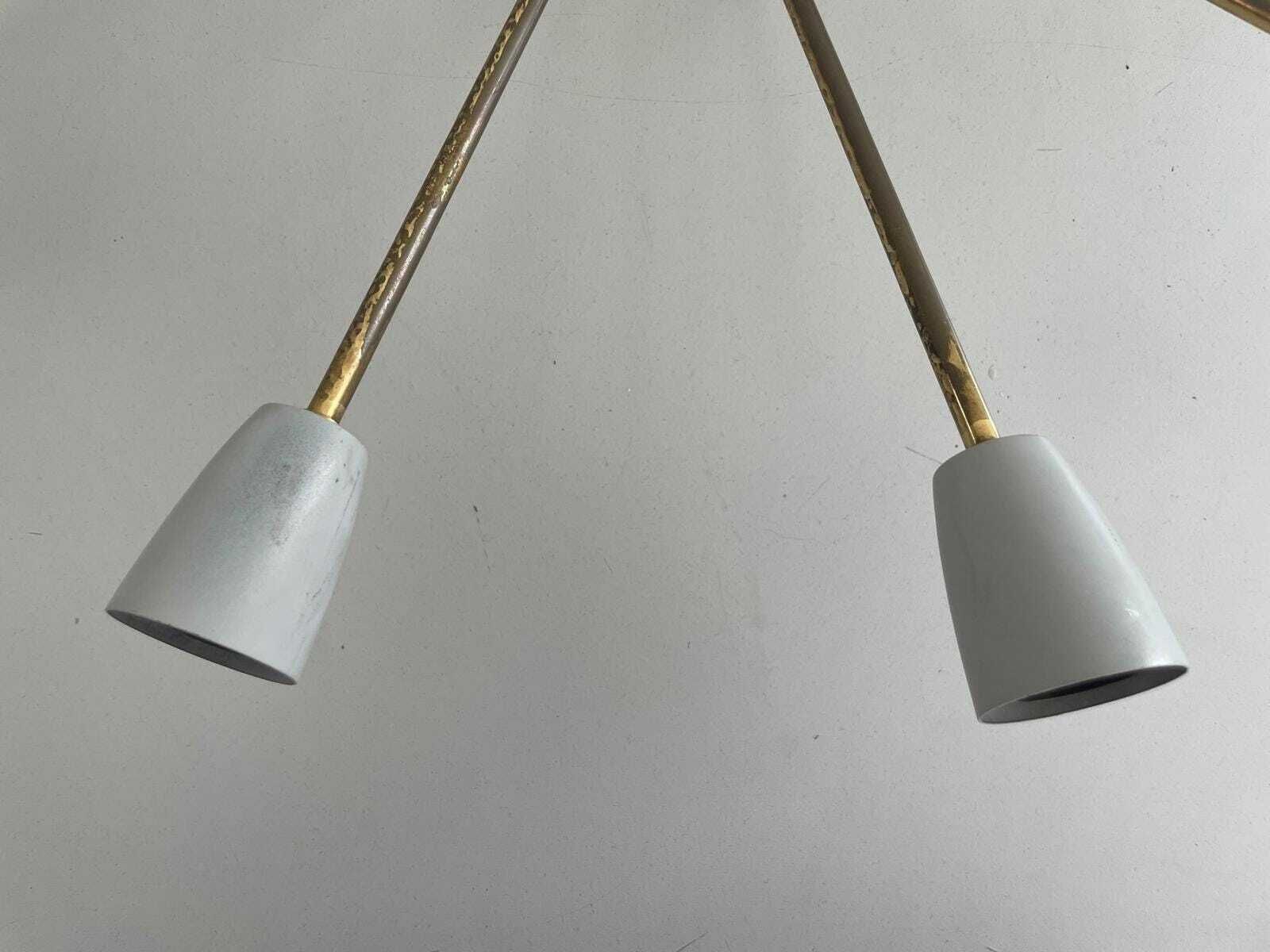 photo furniture Mid Century Gray Metal And Brass Body 10 Armed Sputnik Ceiling Lamp, 1950s, Germany