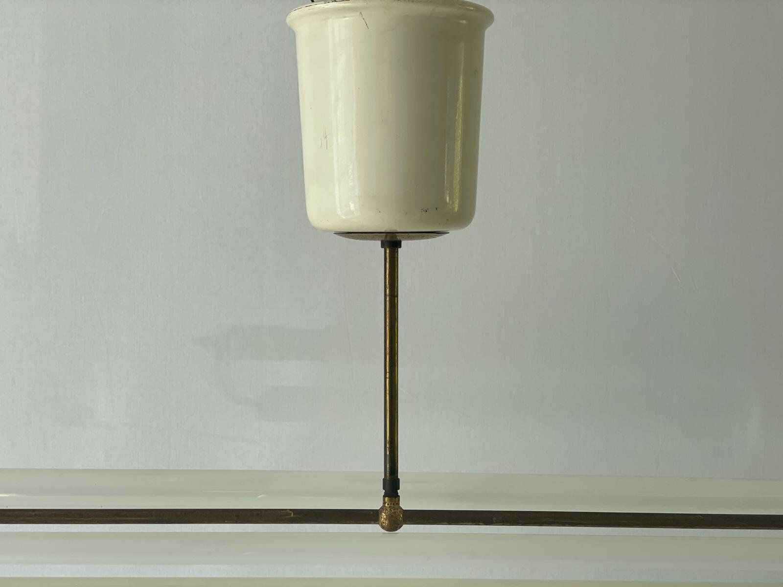 Art Deco Brass Industrial Ceiling Lamp By Kaiser & Co. With 3 Fluorescent Tubes, 1930s, Germany photo vinterior