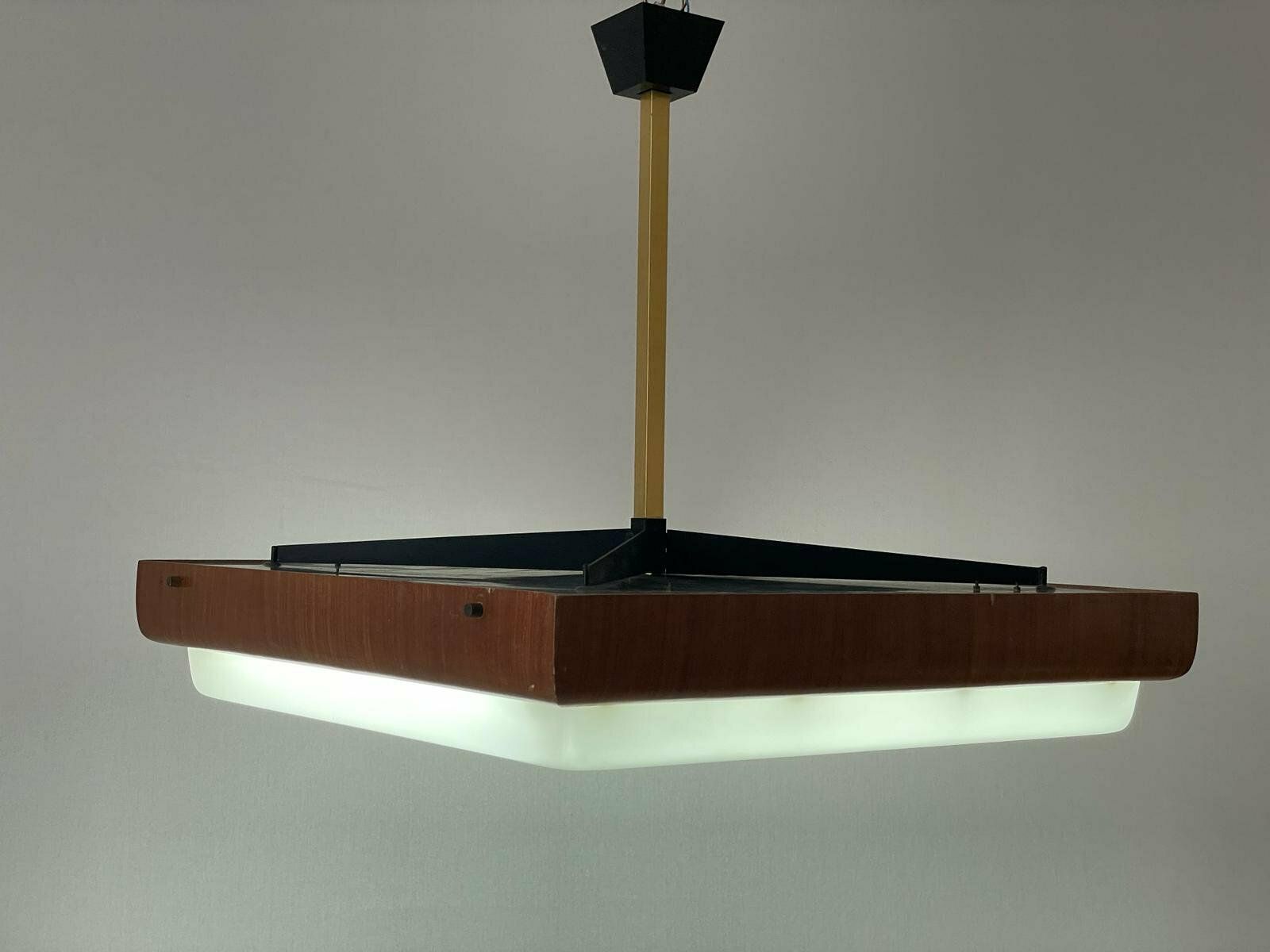 Mid Century Modern Xxl Billiard Ceiling Lamp In Wood And Plexi, 40s/50s, Italy photo furniture