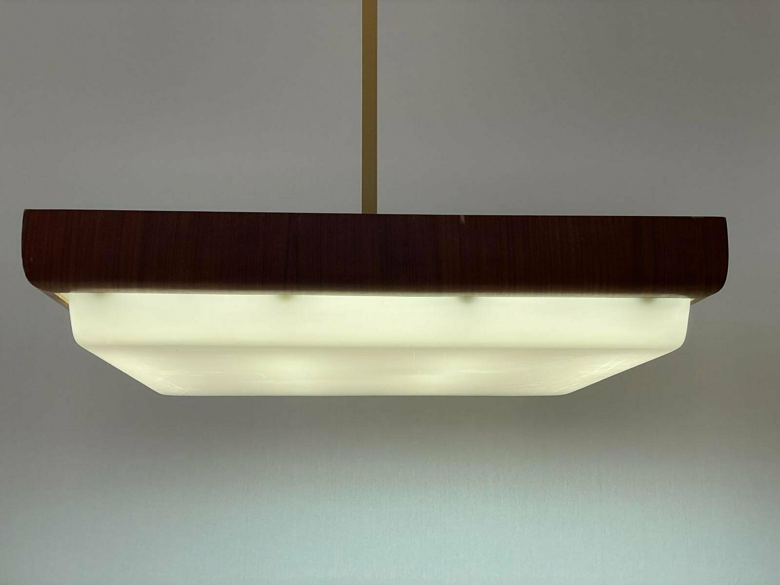 Mid Century Modern Xxl Billiard Ceiling Lamp In Wood And Plexi, 40s/50s, Italy photo 8432.0