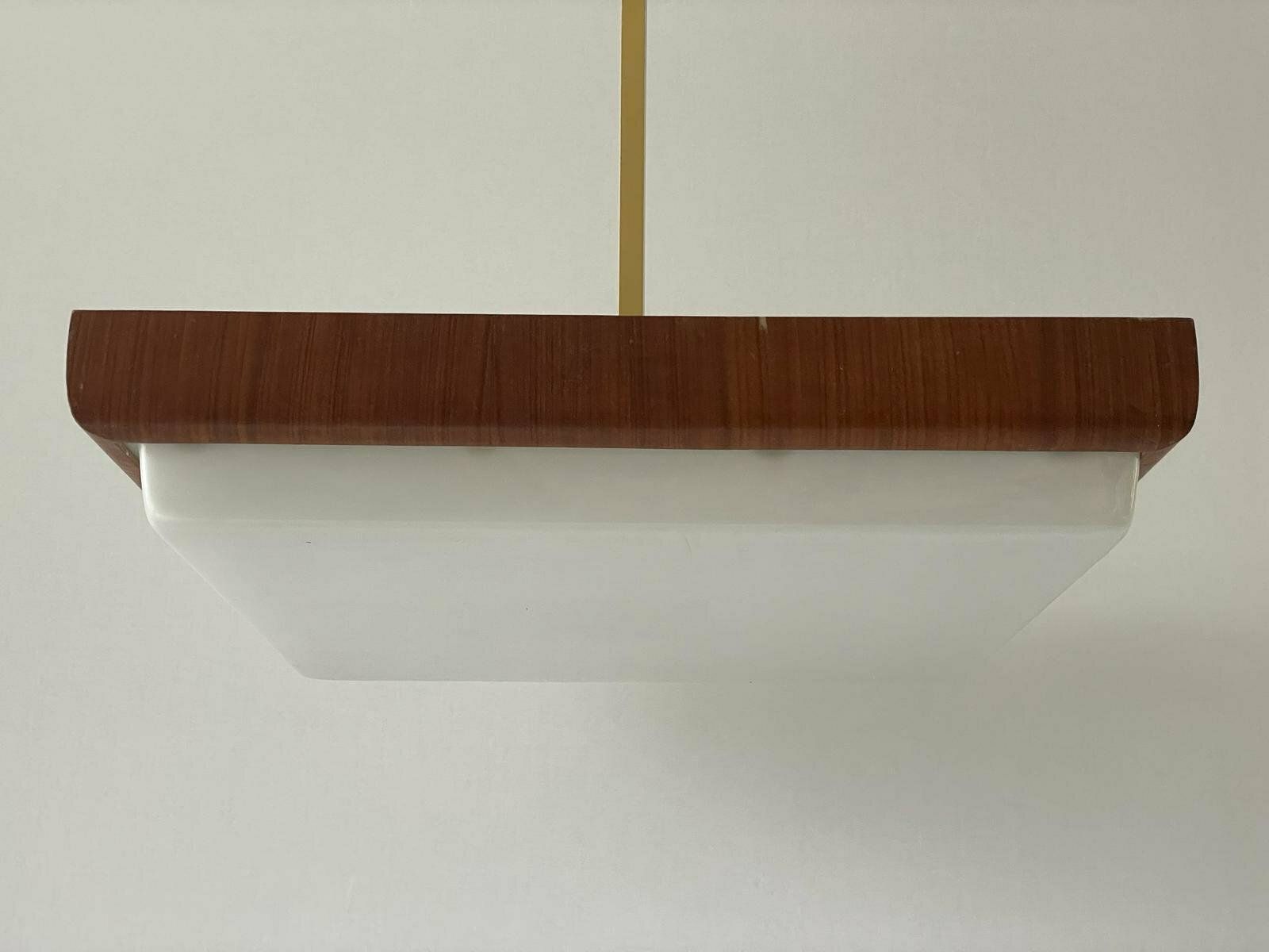 Mid Century Modern Xxl Billiard Ceiling Lamp In Wood And Plexi, 40s/50s, Italy photo vinterior