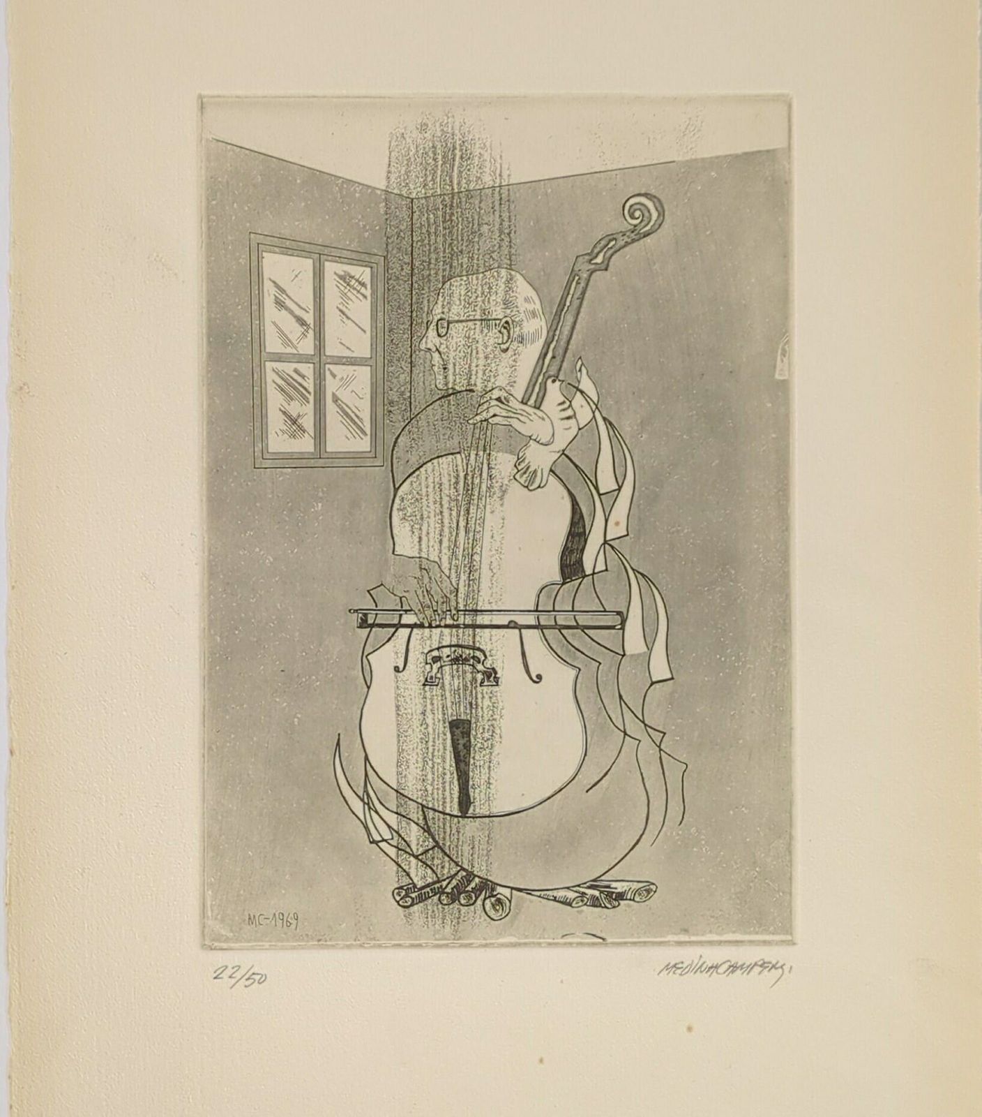 Vintage Signed Medina Campeny 1969 Etching Art Print, Signed And Numbered Catalan Art Engraving